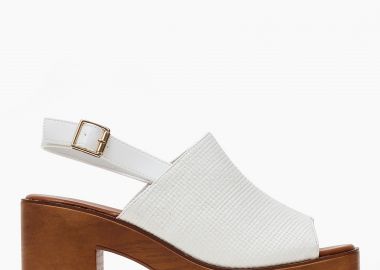 Πέδιλα all day με χοντρό τακούνι και φιάπα - Λευκό - Issue - 
