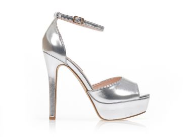 Πέδιλα ασημί δερματίνη με φαρδιά φάσα και φιάπα ΑΣΗΜΙ - Tsoukalas - 