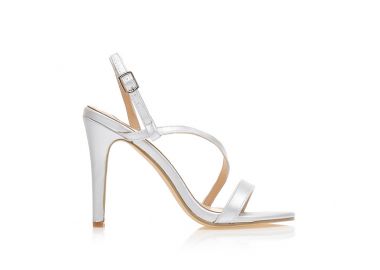 Πέδιλα ασημί δερματίνη με λοξό λουράκι ΑΣΗΜΙ - Tsoukalas - 