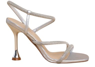 Πέδιλα Attrattivo Με Ιδιαίτερο Τακούνι Και Στρας 9Y22578-SILVER Γυναικείο - Attrattivo - 