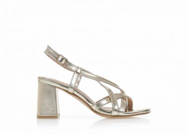 Πέδιλα χρυσά δερματίνη με χιαστί λουράκια ΧΡΥΣΟ - Tsoukalas - 