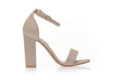 Πέδιλα χρυσά λούρεξ με ρυθμιζόμενο λουράκι στον αστράγαλο ΧΡΥΣΟ - Tsoukalas - 