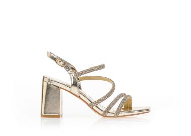 Πέδιλα χρυσά με στρας στα λουράκια ΧΡΥΣΟ - Tsoukalas - 