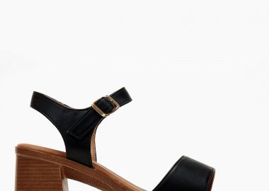 Πέδιλα clogs με χοντρό τακούνι - Μαύρο - Issue - 