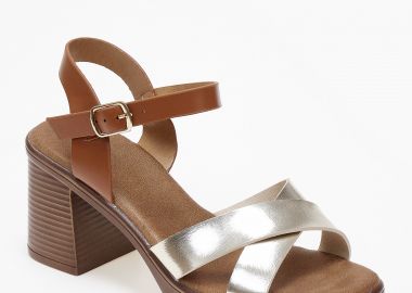 Πέδιλα clogs με φάσες χιαστί - Χρυσό - Issue - 