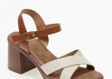 Πέδιλα clogs με φάσες χιαστί - Μπεζ - Issue - 