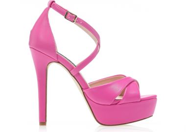 Πέδιλα φούξια δερματίνη με φιάπα και χιαστί λουράκια ΦΟΥΞΙΑ - Tsoukalas - 