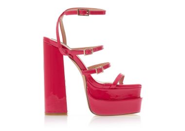 Πέδιλα φούξια λουστρίνι δετά με φιάπα και λουράκι στον αστράγαλο ΦΟΥΞΙΑ - Tsoukalas - 