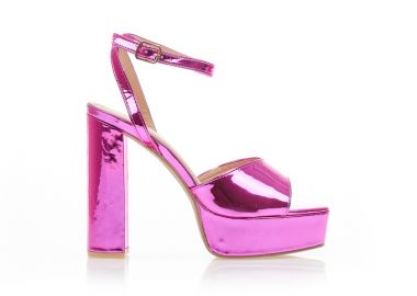 Πέδιλα φούξια λουστρίνι με φιάπα και λουράκι στον αστράγαλο ΦΟΥΞΙΑ - Tsoukalas - 