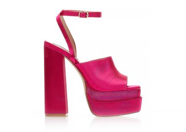Πέδιλα φούξια σατέν δίπατα με φάσα και λουράκι στον αστράγαλο ΦΟΥΞΙΑ - Tsoukalas - 