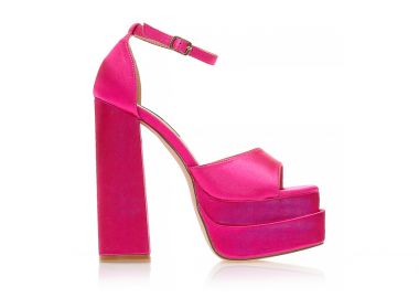 Πέδιλα φούξια σατέν δίπατα με φάσα και λουράκι στον αστράγαλο ΦΟΥΞΙΑ - Tsoukalas - 