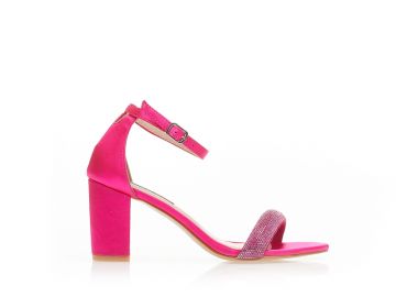 Πέδιλα φούξια σατέν με φάσα από στρας ΦΟΥΞΙΑ - Tsoukalas - 