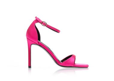 Πέδιλα φούξια σατέν με φάσα και λουράκι στον αστράγαλο ΦΟΥΞΙΑ - Tsoukalas - 