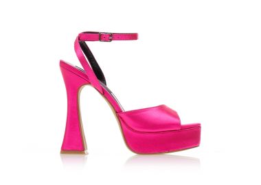 Πέδιλα φούξια σατέν με φιάπα και λουράκι στον αστράγαλο ΦΟΥΞΙΑ - Tsoukalas - 