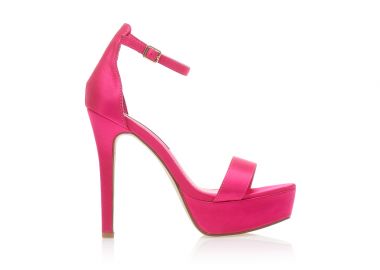 Πέδιλα φούξια σατέν με φιάπα και λουράκι στον αστράγαλο ΦΟΥΞΙΑ - Tsoukalas - 