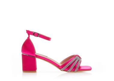 Πέδιλα φούξια σατέν με στρας στην φάσα ΦΟΥΞΙΑ - Tsoukalas - 