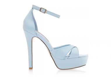 Πέδιλα γαλάζια δερματίνη χιαστί με φιάπα και λουράκι ΓΑΛΑΖΙΟ - Tsoukalas - 