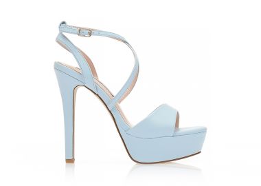 Πέδιλα γαλάζια δερματίνη με φάσα και χιαστί λουράκια ΓΑΛΑΖΙΟ - Tsoukalas - 