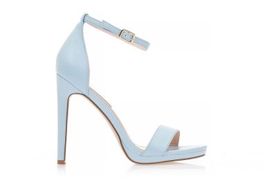 Πέδιλα γαλάζια δερματίνη με φάσα και λουράκι στον αστράγαλο ΓΑΛΑΖΙΟ - Tsoukalas - 