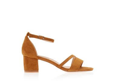 Πέδιλα κάμελ σουέτ με λοξό λουράκι ΚΑΜΕΛ - Tsoukalas - 