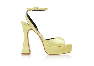 Πέδιλα κίτρινα σατέν με φιάπα και λουράκι στον αστράγαλο ΚΙΤΡΙΝΟ - Tsoukalas - 