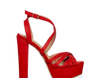 Πέδιλα κόκκινα σουέτ με χιαστί λουράκια ΚΟΚΚΙΝΟ - Tsoukalas - 