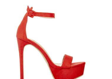 Πέδιλα κόκκινα σουέτ με φιάπα και λεπτό τακούνι ΚΟΚΚΙΝΟ - Tsoukalas - 