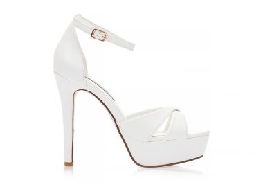 Πέδιλα λευκά δερματίνη χιαστί με φιάπα και λουράκι ΛΕΥΚΟ - Tsoukalas - 