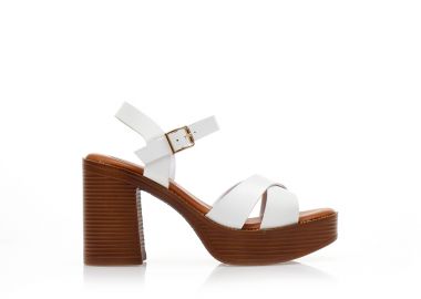 Πέδιλα λευκά δερματίνη με χιαστί φάσα ΛΕΥΚΟ - Tsoukalas - 