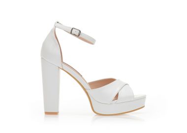 Πέδιλα λευκά δερματίνη με χιαστί φάσα ΛΕΥΚΟ - Tsoukalas - 