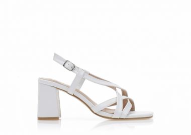 Πέδιλα λευκά δερματίνη με χιαστί λουράκια ΛΕΥΚΟ - Tsoukalas - 