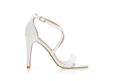 Πέδιλα λευκά δερματίνη με χιαστί λουράκια ΛΕΥΚΟ - Tsoukalas - 