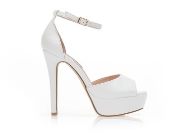 Πέδιλα λευκά δερματίνη με φαρδιά φάσα και φιάπα ΛΕΥΚΟ - Tsoukalas - 