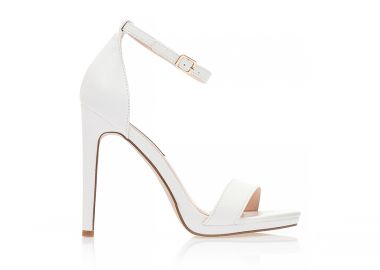 Πέδιλα λευκά δερματίνη με φάσα και λουράκι στον αστράγαλο ΛΕΥΚΟ - Tsoukalas - 