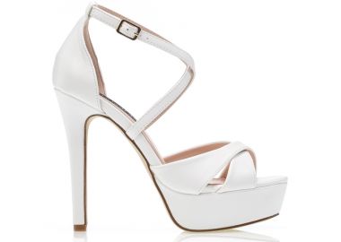 Πέδιλα λευκά δερματίνη με φιάπα και χιαστί λουράκια ΛΕΥΚΟ - Tsoukalas - 