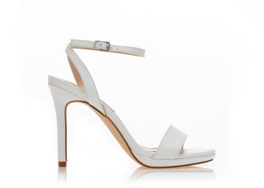 Πέδιλα λευκά δερματίνη με φιάπα και λουράκι στον αστράγαλο ΛΕΥΚΟ - Tsoukalas - 