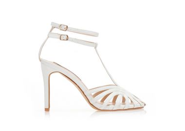 Πέδιλα λευκά δερματίνη με ιδιαίτερο σχέδιο από πολλαπλά λουράκια ΛΕΥΚΟ - Tsoukalas - 