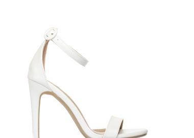 Πέδιλα λευκά δερματίνη με λουράκι και λεπτό τακούνι ΛΕΥΚΟ - Tsoukalas - 
