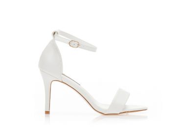 Πέδιλα λευκά δερματίνη με λουράκι στον αστράγαλο ΛΕΥΚΟ - Tsoukalas - 