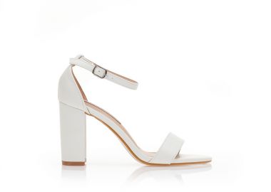 Πέδιλα λευκά δερματίνη με λουράκι στον αστράγαλο ΛΕΥΚΟ - Tsoukalas - 