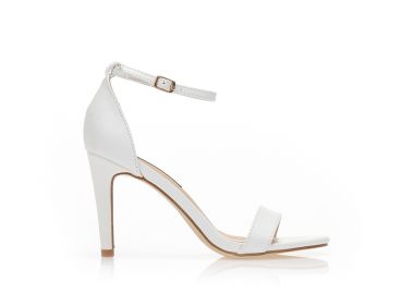 Πέδιλα λευκά δερματίνη με λουράκι στον αστράγαλο ΛΕΥΚΟ - Tsoukalas - 