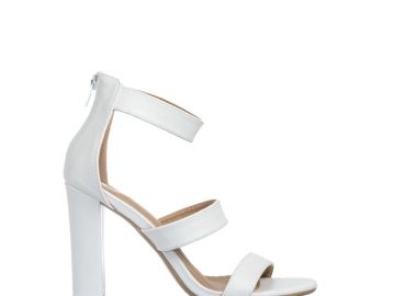 Πέδιλα λευκά δερματίνη με λουράκια και φερμουάρ στο πίσω μέρος ΛΕΥΚΟ - Tsoukalas - 