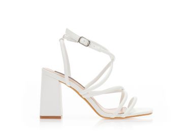 Πέδιλα λευκά δερματίνη με πολλαπλά χιαστί λουράκια ΛΕΥΚΟ - Tsoukalas - 