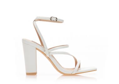 Πέδιλα λευκά δερματίνη με πολλαπλά λουράκια ΛΕΥΚΟ - Tsoukalas - 