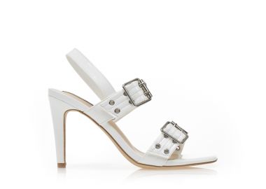 Πέδιλα λευκά λουστρίνι με ρυθμιζόμενες φάσες ΛΕΥΚΟ - Tsoukalas - 