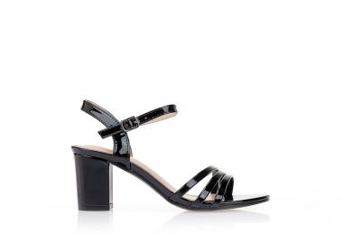 Πέδιλα λουστρίνι με χοντρό τακούνι ΜΑΥΡΟ - Tsoukalas - 