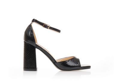 Πέδιλα μαύρα δερματίνη animal print ΜΑΥΡΟ - Tsoukalas - 