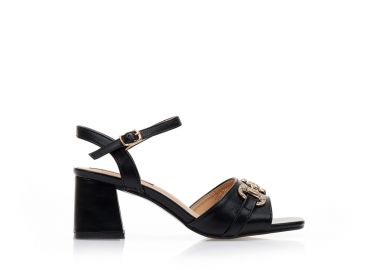 Πέδιλα μαύρα δερματίνη με αγκράφα ΜΑΥΡΟ - Tsoukalas - 