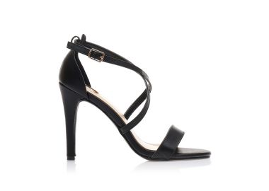 Πέδιλα μαύρα δερματίνη με χιαστί λουράκια ΜΑΥΡΟ - Tsoukalas - 