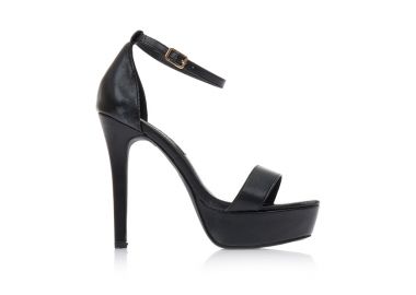 Πέδιλα μαύρα δερματίνη με φιάπα και λουράκι στον αστράγαλο ΜΑΥΡΟ - Tsoukalas - 